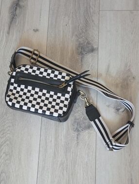 Woven Leather Checkered Crossbody Bag